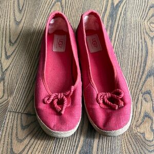 UGG Womens Red Canvas Slip-On Espadrilles with Rope Bow